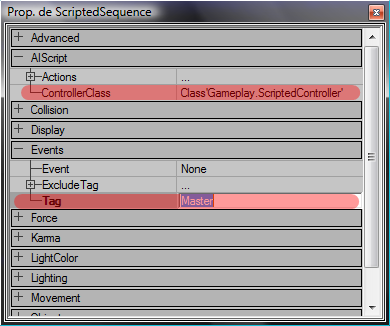 ScriptedSequence Paramétrée