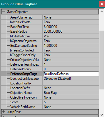 DefenseScriptTags d'un drapeau bleu