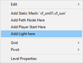 Light dans le menu contextuel