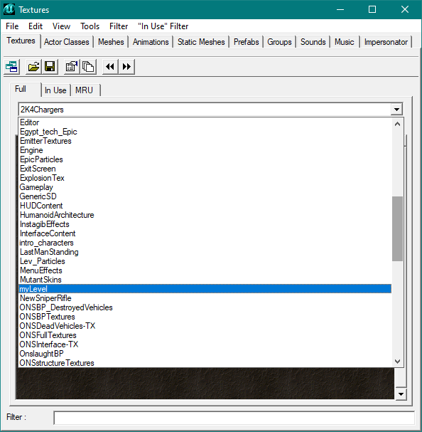MyLevel dans la liste des packages