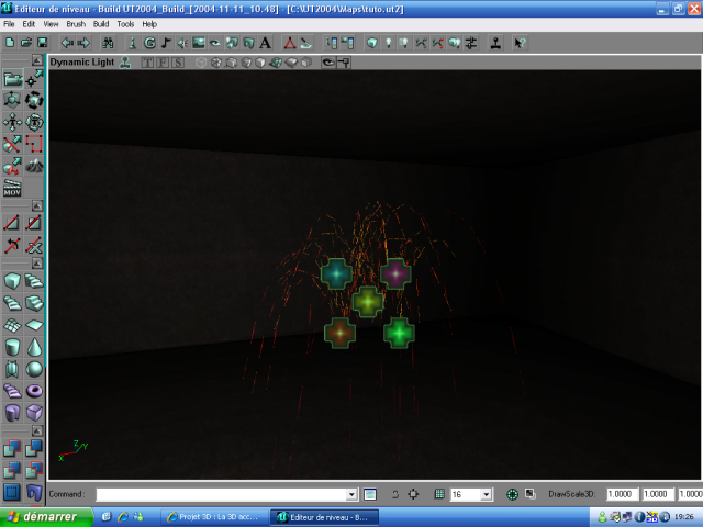 les particules jaillissent en cercle