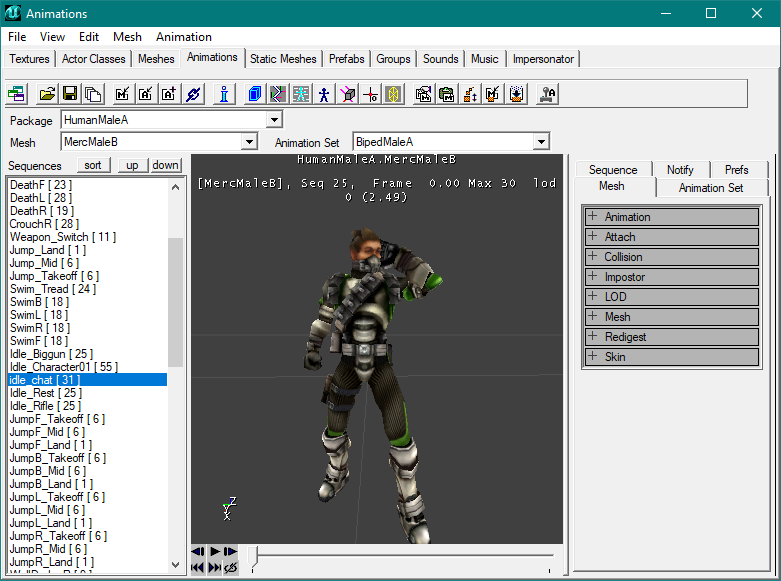 Le mesh de Romulus dans l'animation browser