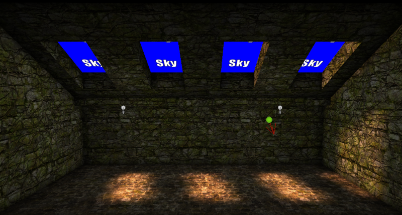 Map sans skybox avec une Sunlight aléatoirement placée. L'éclairage par les surfaces Fake Backdrop fonctionne néanmoins