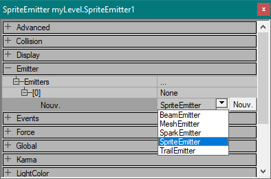 Ajout d'un SpriteEmitter dans l'actor Emitter