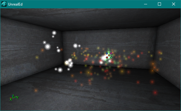 SpriteEmitter secondaire générant des particules de couleur