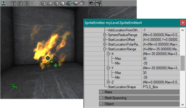Flamme spawnée sur une zone