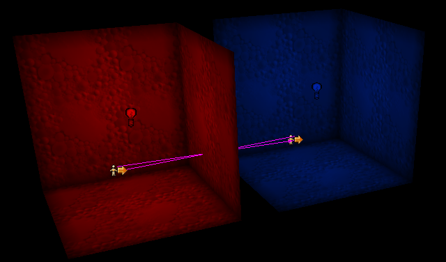 Deux téléporteurs utilisables par les bots