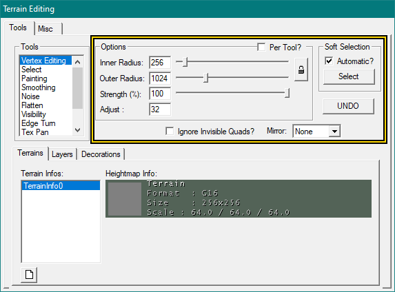 Paramètres du pinceau