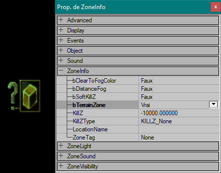 bTerrainZone réglé sur vrai