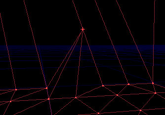 Vertex au bord du terrain en contact avec un la ligne de découpage du brush