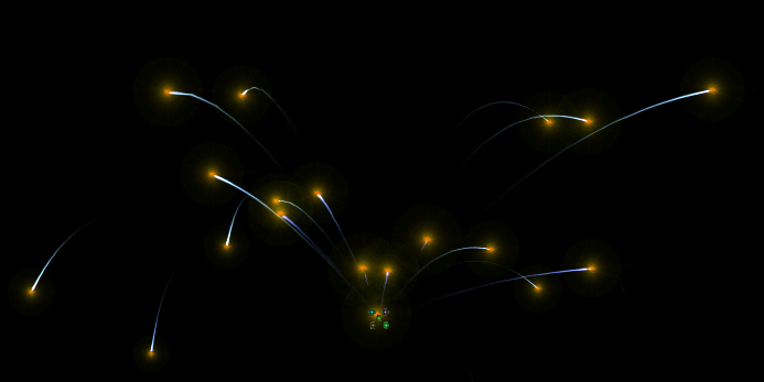 Traînées accrochées aux particules d'un SpriteEmitter