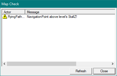 Avertissement de FlyingPathNode hors de la limite verticale