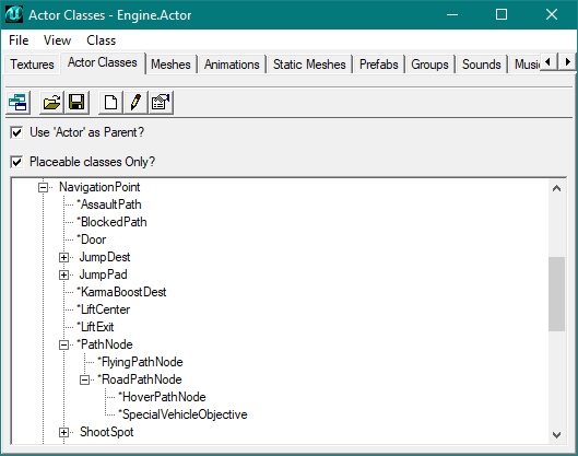 Actors de pathing des véhicules dans l'actor browser