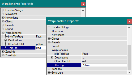WarpZoneInfos paramétrées
