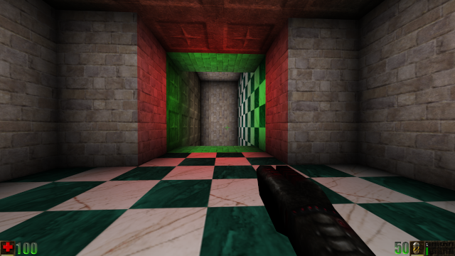 Warpzone donnant sur une zone à angle droit